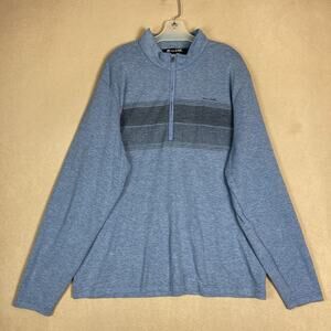 Travis‎ Mathew Sweater Mens XXL Blue Golf 1/4 Zip Mock Neck Knit Pullover Preppy